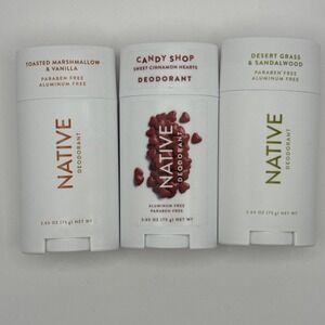3 Native Deodorant: Toasted Marshmallow, Desert Grass Sandalwood, CinnamonHearts